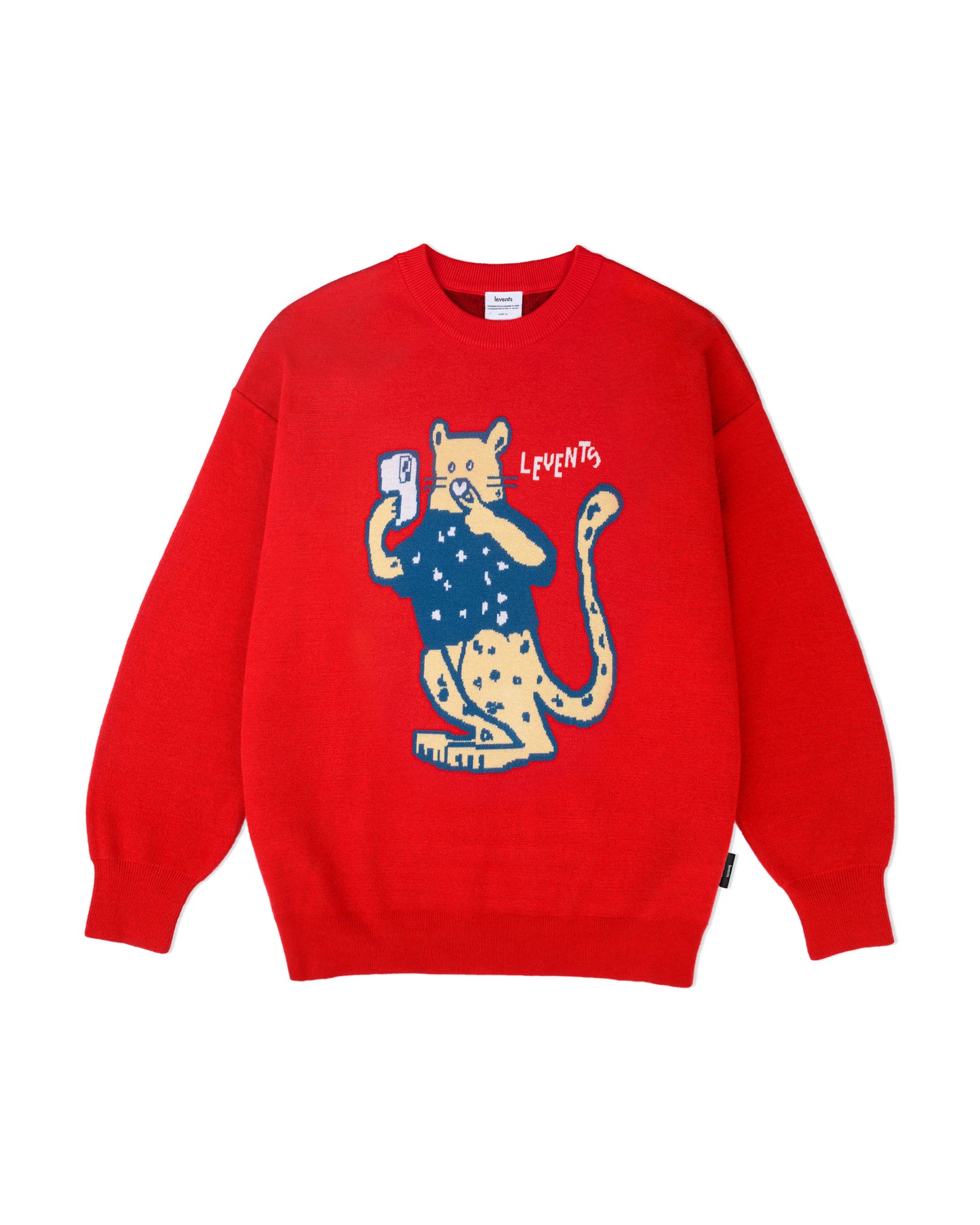 Levents® "My Animals" Series Panther Knit Sweater/Red