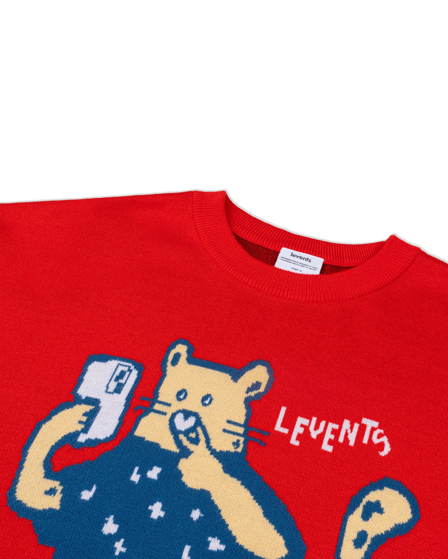 Levents® "My Animals" Series Panther Knit Sweater/Red